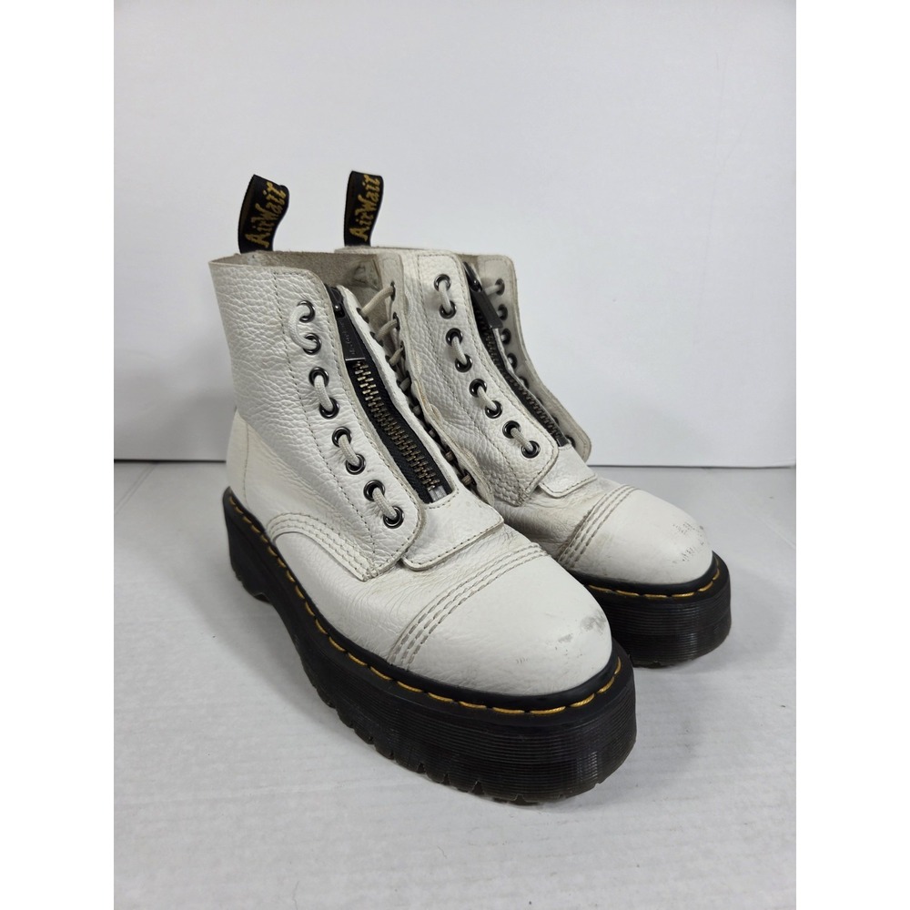 Dr. Martens Sinclair Women 8 White Milled Nappa Leather Platform  Boots Zip